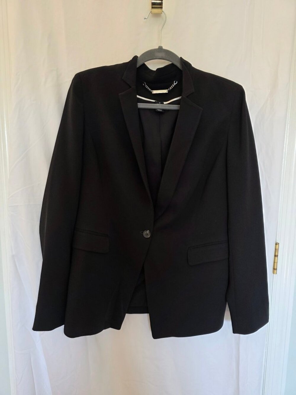 White House Black Market Black Single Button Blazer Notch Lapel Size 10
